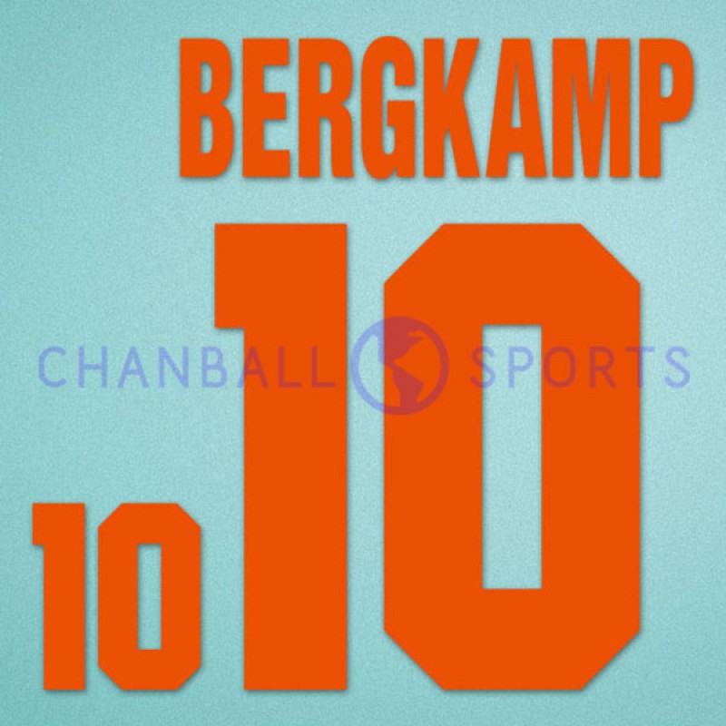 Netherlands 1994 Bergkamp #10 World Cup Awaykit Nameset Printing